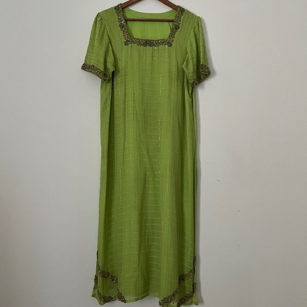 Bright Green Embellished Dress